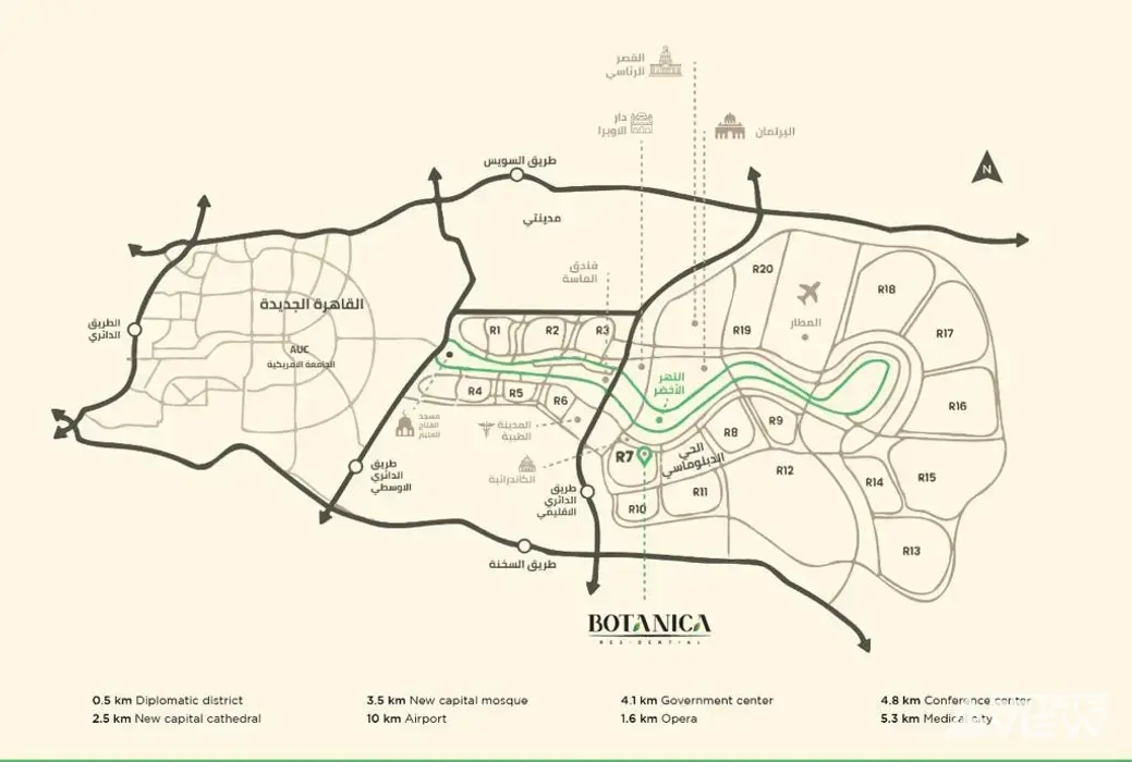 موقع كمبوند بوتانيكا العاصمة الإدارية الجديدة - Botanica compound new capital location r7 NGD