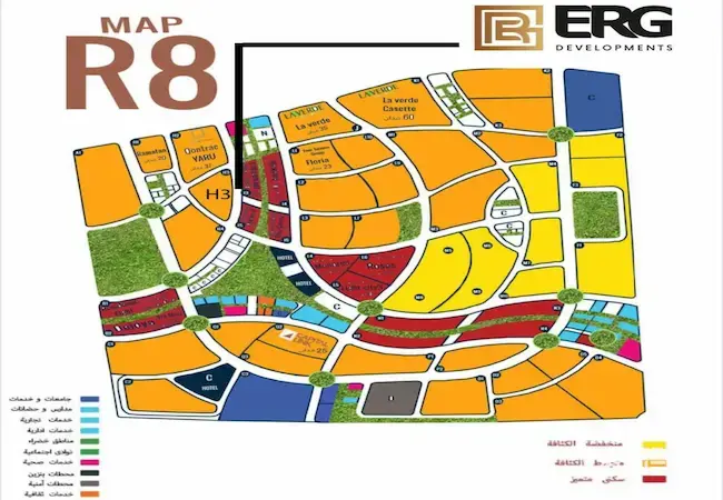 موقع كمبوند رايت العاصمه الإدارية الجديدة من إعمار رزق اي ار جي - compound Ri8 new capital by ERG location