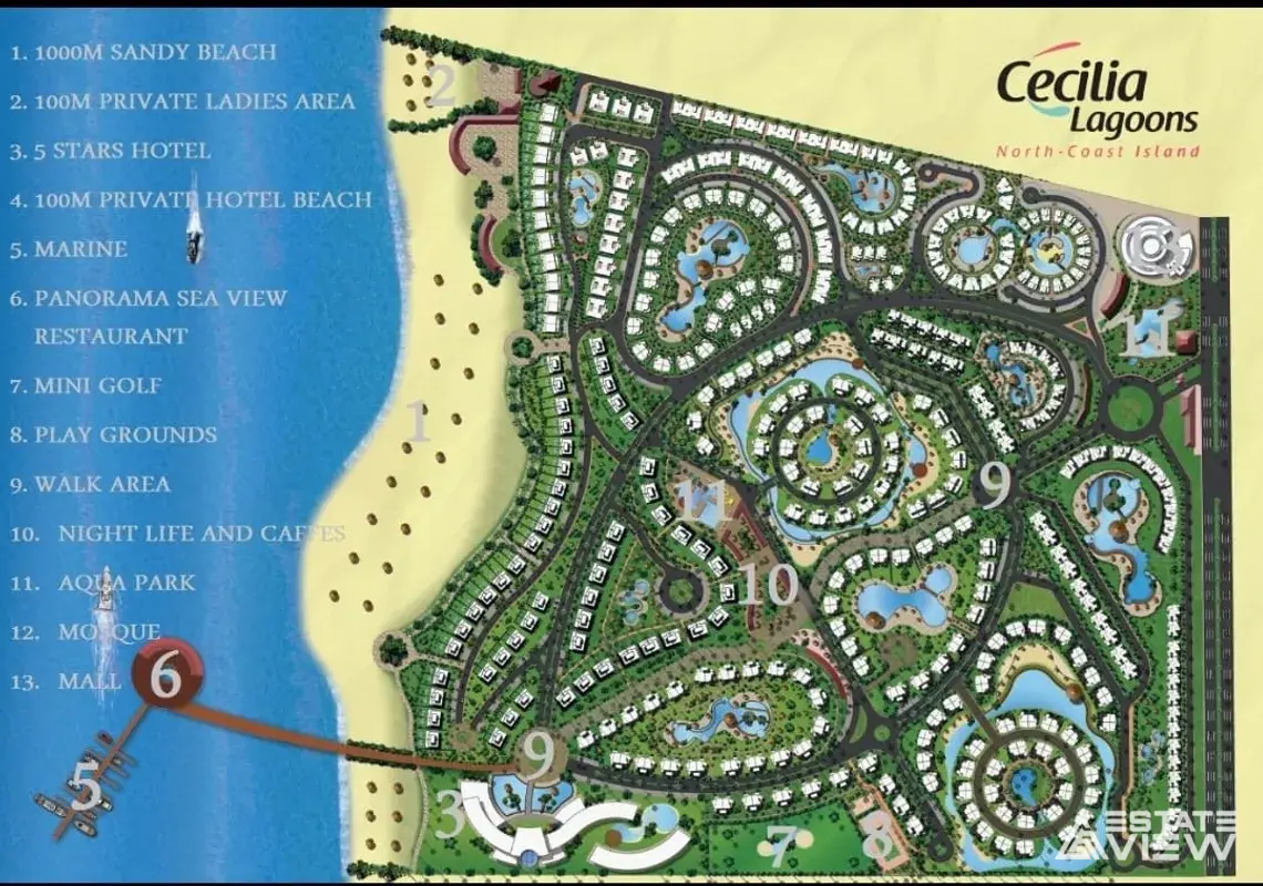 مخطط منتجع سيسيليا لاجونز الساحل الشمالي من ابن سينا - Cecilia lagoons north coast ibn Sina plan layout