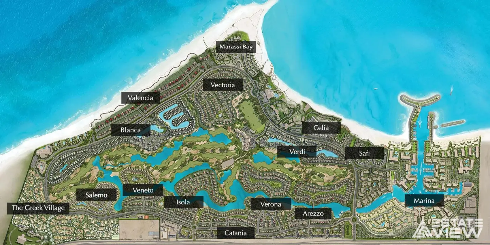 مراحل مخطط قرية مراسي سيدي عبدالرحمن الساحل الشمالي شركة إعمار - marassi Sidi Abdel Rahman north coast by emaar layout